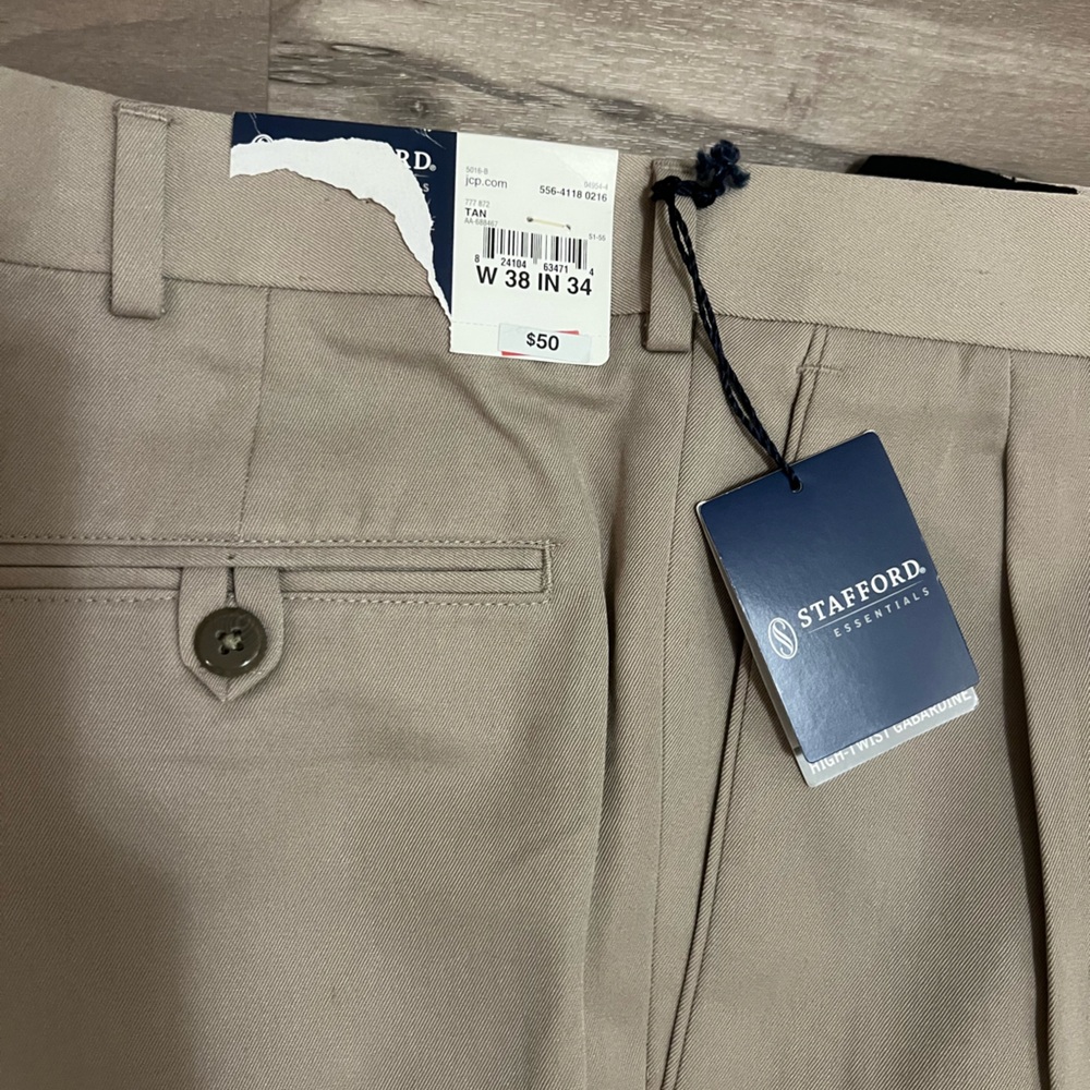 Stafford Men's Khaki Chinos - Picture 2 of 4